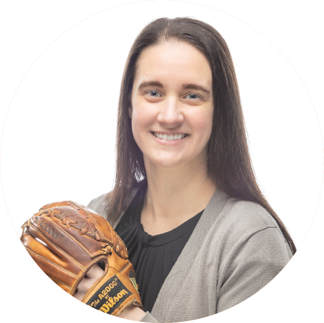 SHANNON MARTIN holding a baseball in a glove